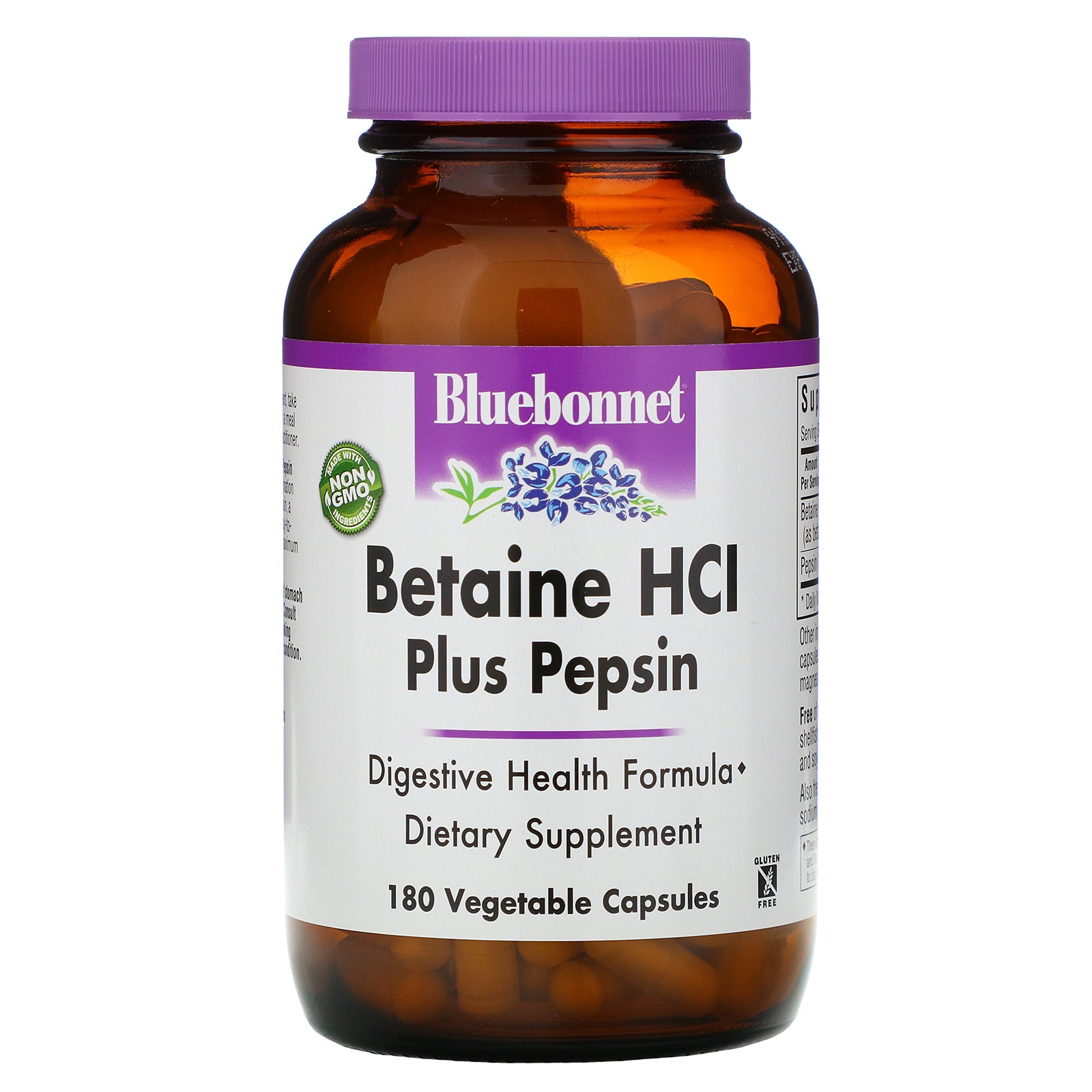 Bluebonnet Nutrition, Betaine HCL, Plus Pepsin, 180 Veggie Caps