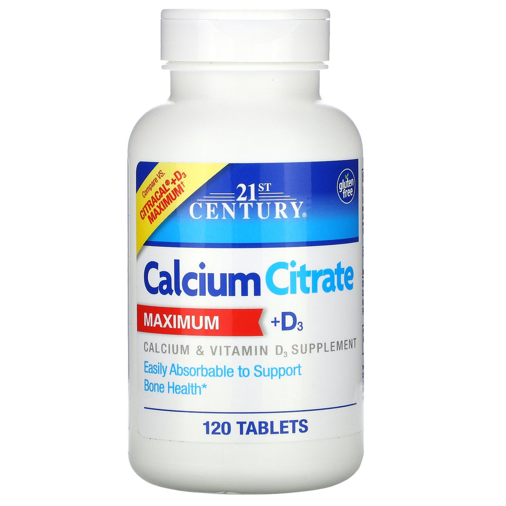 21st Century, Calcium Citrate Maximum + D3, 120 Tablets