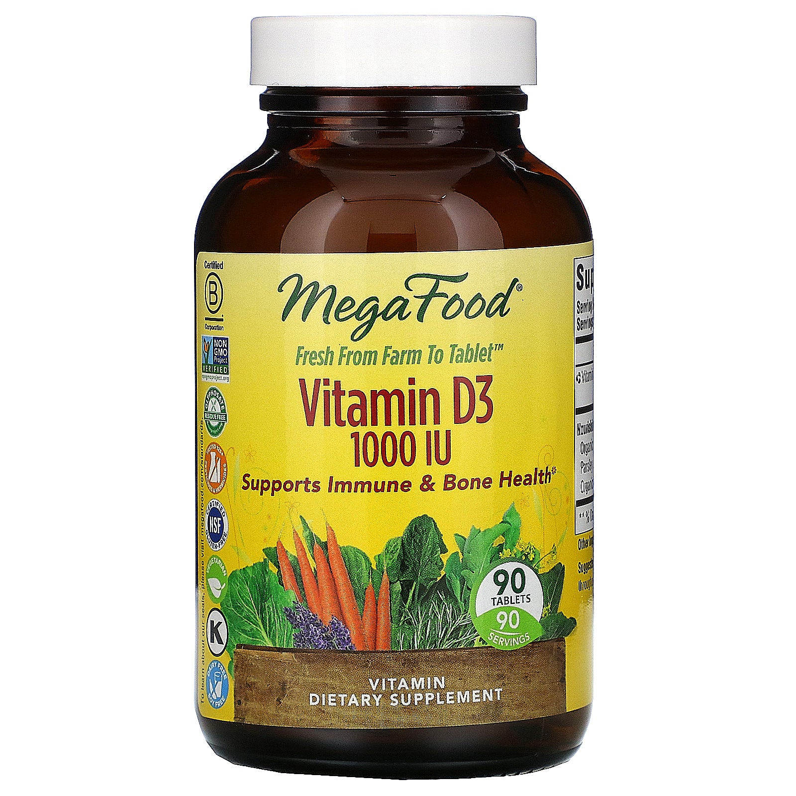 MegaFood, Vitamin D3, 1,000 IU, 90 Tablets