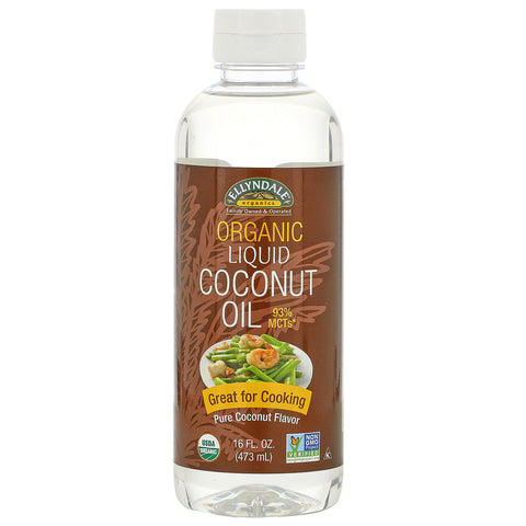 Now Foods, Ellyndale Organics, Organic Liquid Coconut Oil, Pure Coconut Flavor, 16 fl oz (473 ml)