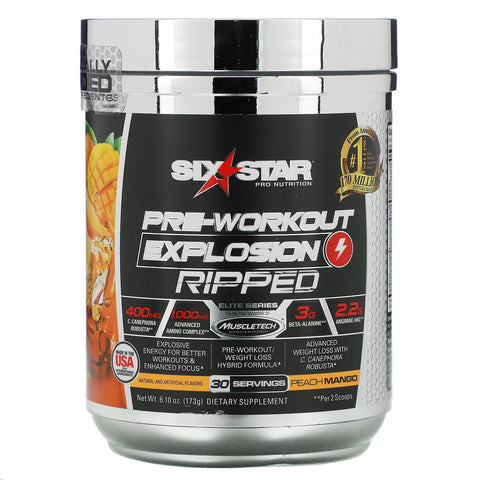Six Star, Elite Series, Pre-Workout Explosion, Ripped, Peach Mango, 6.10 oz (173 g)