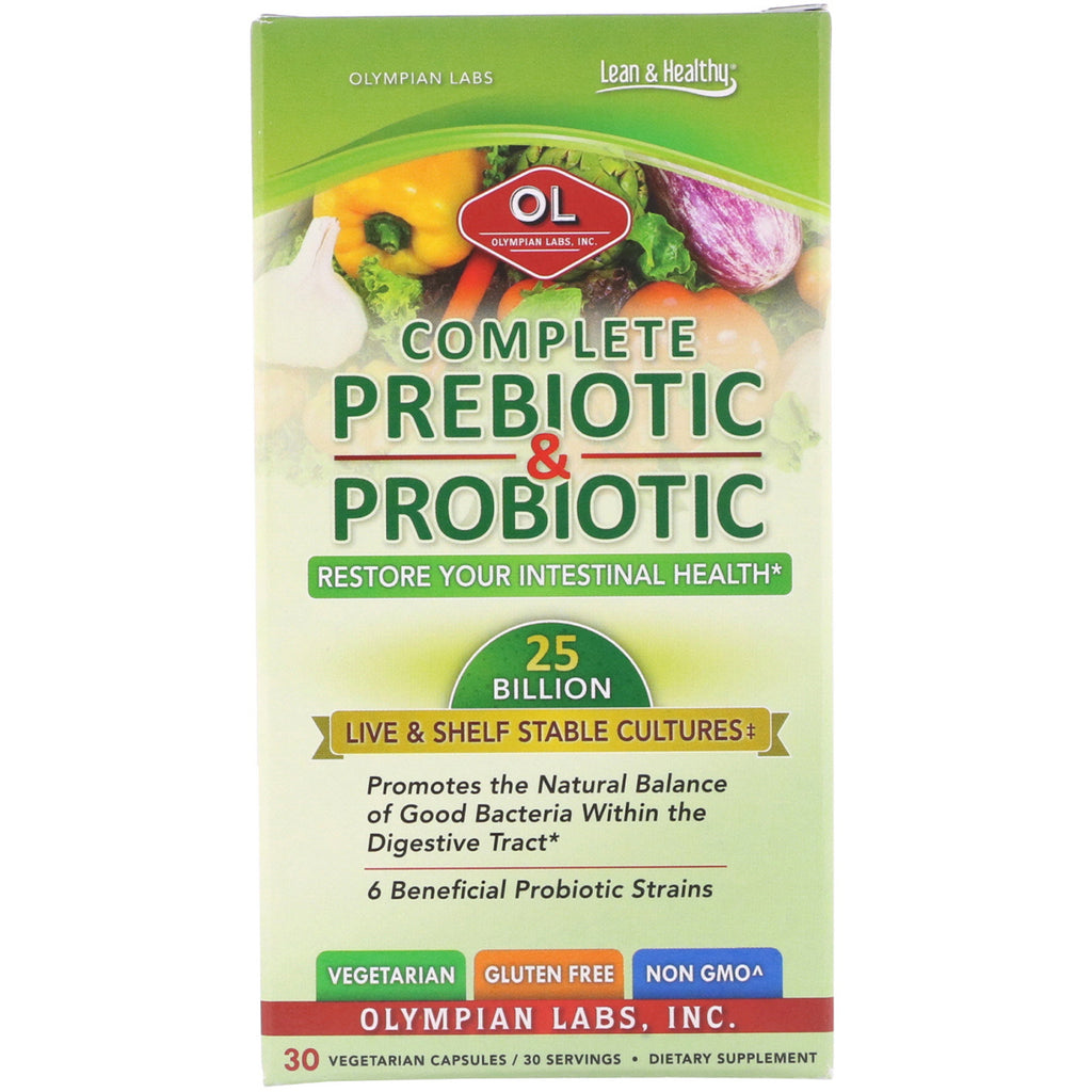 Olympian Labs, Complete Prebiotic & Probiotic, 30 Vegetarian Capsules