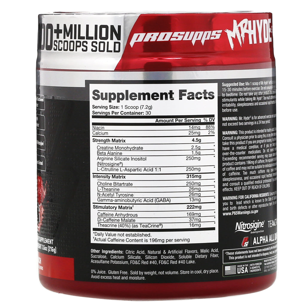 ProSupps, Mr. Hyde, Signature Pre Workout. Lollipop Punch, 7.6 oz (216 g)