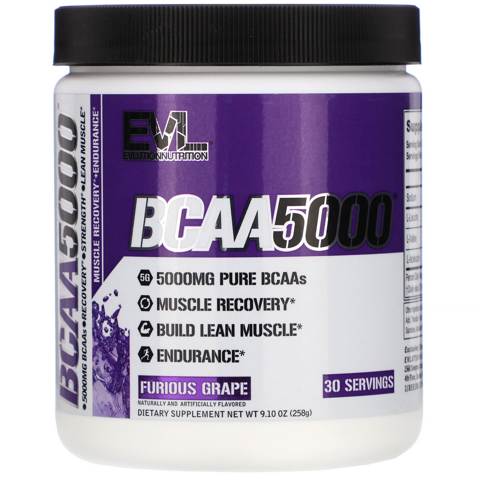 EVLution Nutrition, BCAA5000, Furious Grape, 9.10 oz (258 g)