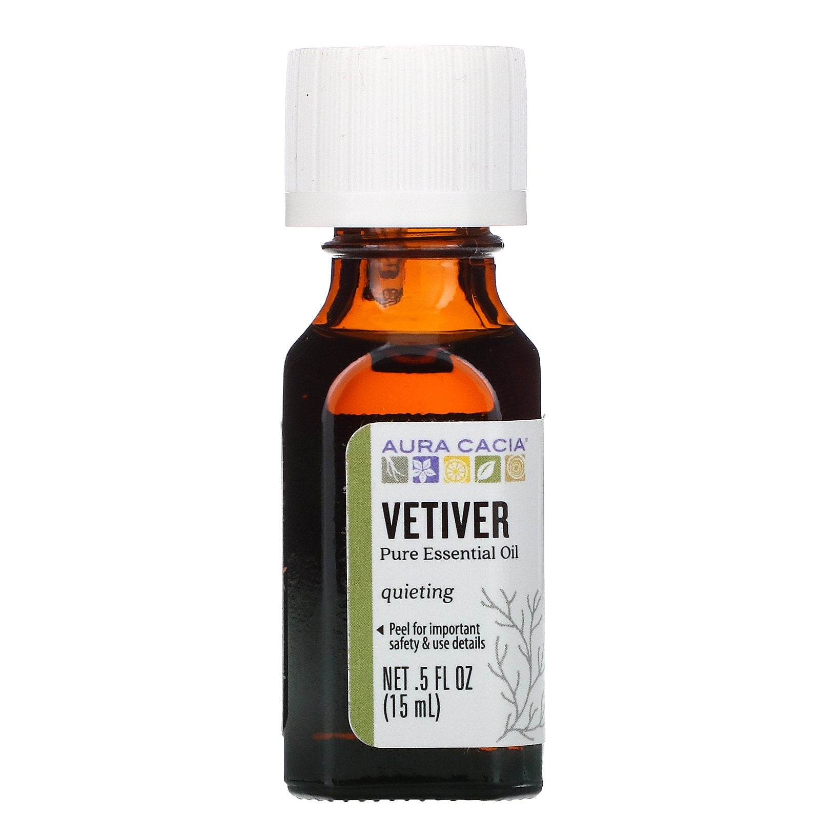 Aura Cacia, Pure Essential Oil, Vetiver, .5 fl oz (15 ml)