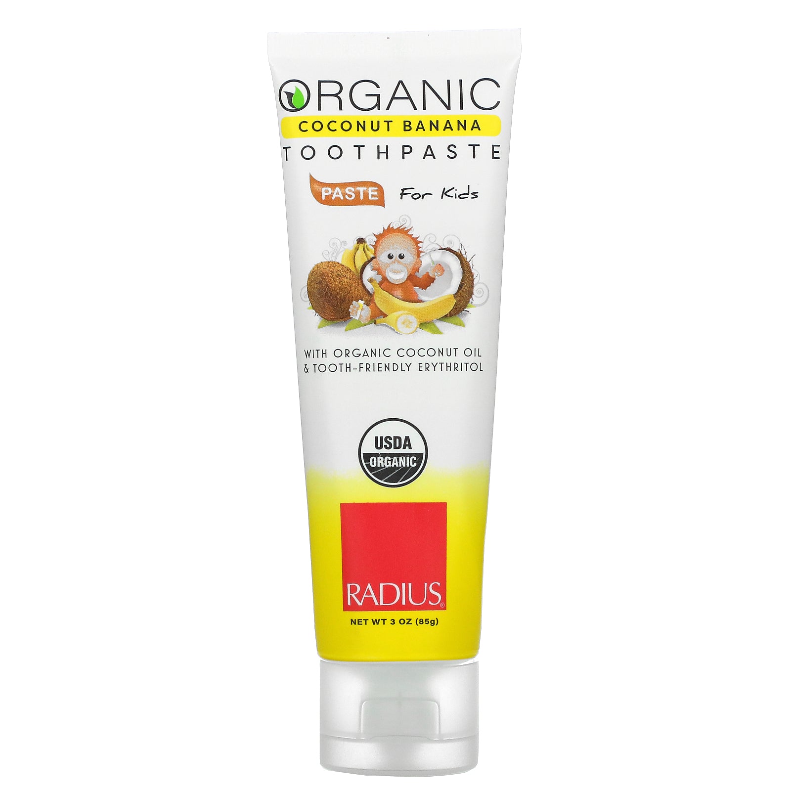 RADIUS, Organic Toothpaste, For Kids, 6 Months+, Coconut Banana, 3 oz (85 g)