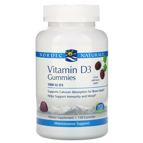 Nordic Naturals, Vitamin D3, Wild Berry, 1,000 IU, 120 Gummies