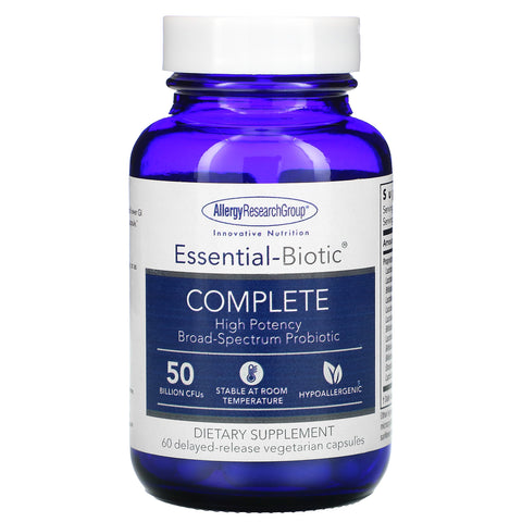 Allergy Research Group, Essential-Biotic Complete, 50 Billion CFUs, 60 Delayed-Release Vegetarian Capsules