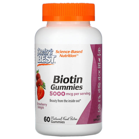 Doctor's Best, Biotin Gummies, Strawberry Delight, 5,000 mcg, 60 Gummies