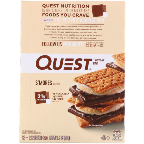 Quest Nutrition, Protein Bar, S'mores, 12 Bars, 2.12 (60 g) Each