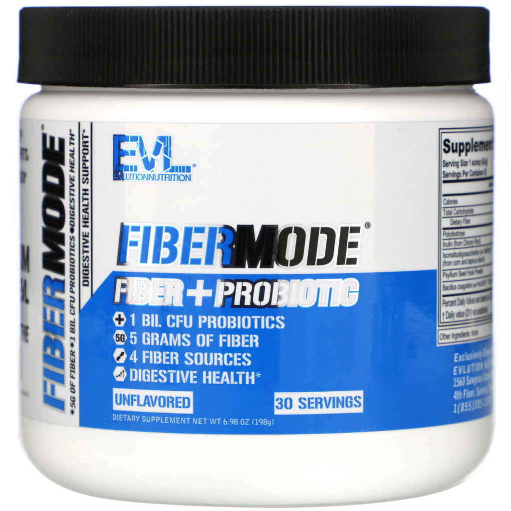 EVLution Nutrition, FiberMode, Fiber + Probiotic, Unflavored, 6.98 oz (198 g)