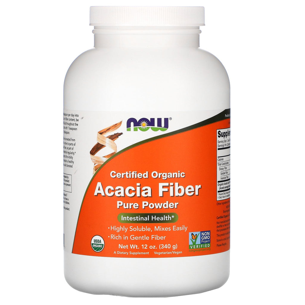 Now Foods, Certified Organic, Acacia Fiber, Powder, 12 oz (340 g)