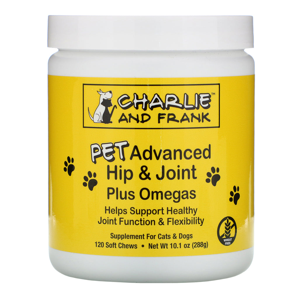 Charlie & Frank, Pet Advanced Hip & Joint Plus Omegas, For Cats & Dogs, 120 Soft Chews