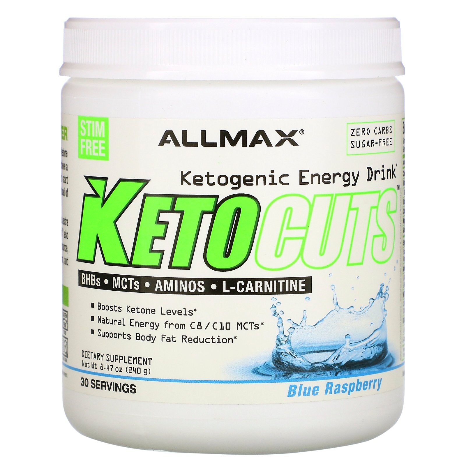 ALLMAX Nutrition, KetoCuts, Ketogenic Energy Drink, Blue Raspberry, 8.47 oz (240 g)