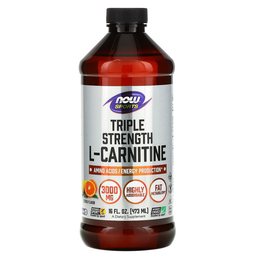 Now Foods, Sports, Triple Strength L-Carnitine Liquid, Citrus, 3,000 mg, 16 fl oz (473 ml)