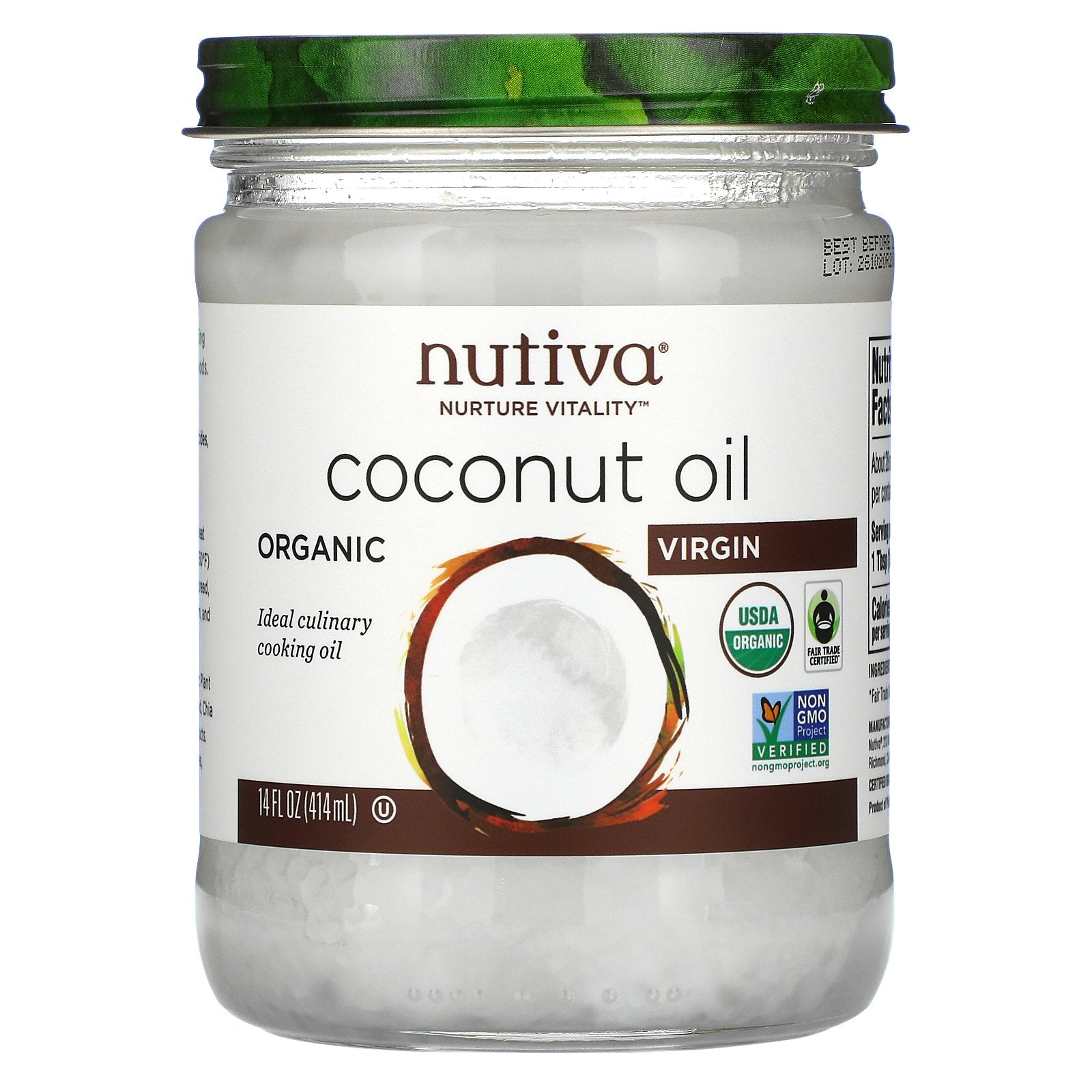 Nutiva, Organic Coconut Oil, Virgin, 14 fl oz (414 ml)