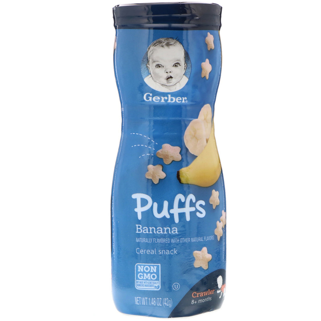 Gerber, Puffs Cereal Snack, 8+ Months, Banana, 1.48 oz (42 g)