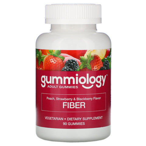 Gummiology, Fiber Gummies, Natural Peach, Strawberry, & Blackberry Flavors, 90 Vegetarian Gummies