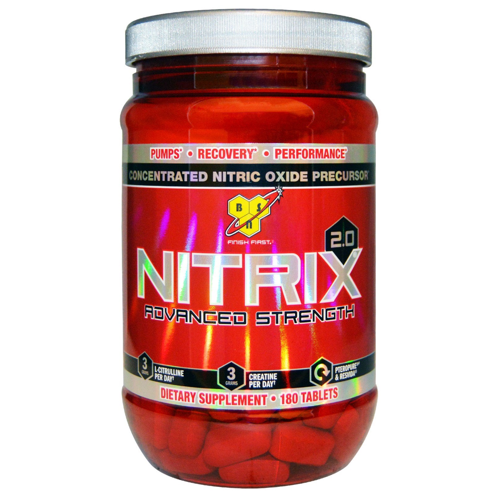 BSN, Nitrix 2.0, Concentrated Nitric Oxide Precursor, 180 Tablets