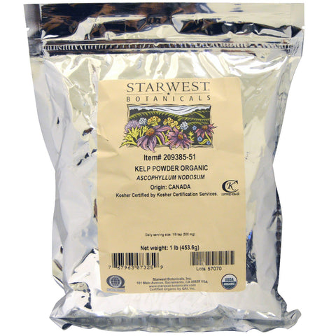 Starwest Botanicals, Organic Kelp Powder, 1 lb (453.6 g)