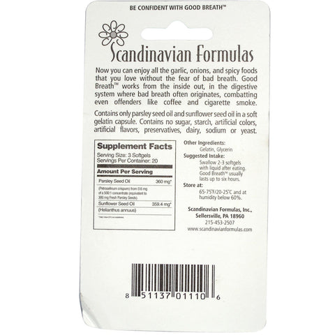 Scandinavian Formulas, Good Breath, 60 Softgels