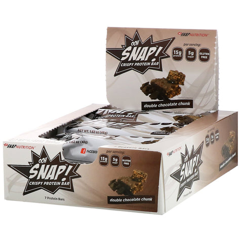 OOH Snap!, Crispy Protein Bar, Double Chocolate Chunk, 7 Bars, 1.62 oz (46 g) Each