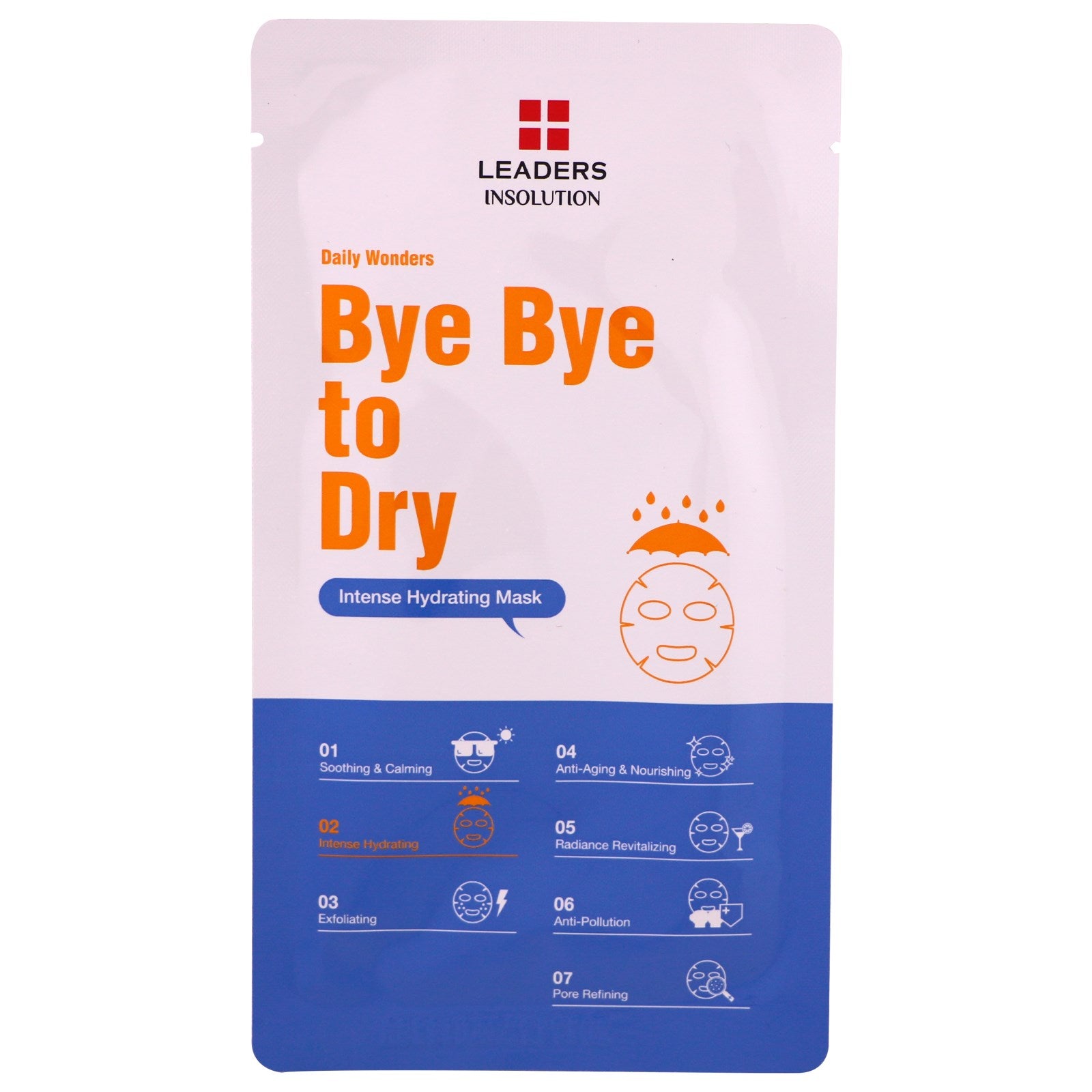 Leaders, Daily Wonders, Bye Bye to Dry, Intense Hydrating Mask, 1 Sheet, .84 fl oz (25 ml)