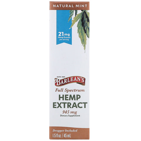 Barlean's, Full Spectrum Hemp Extract, Natural Mint, 21 mg, 1.5 fl oz (45 ml)