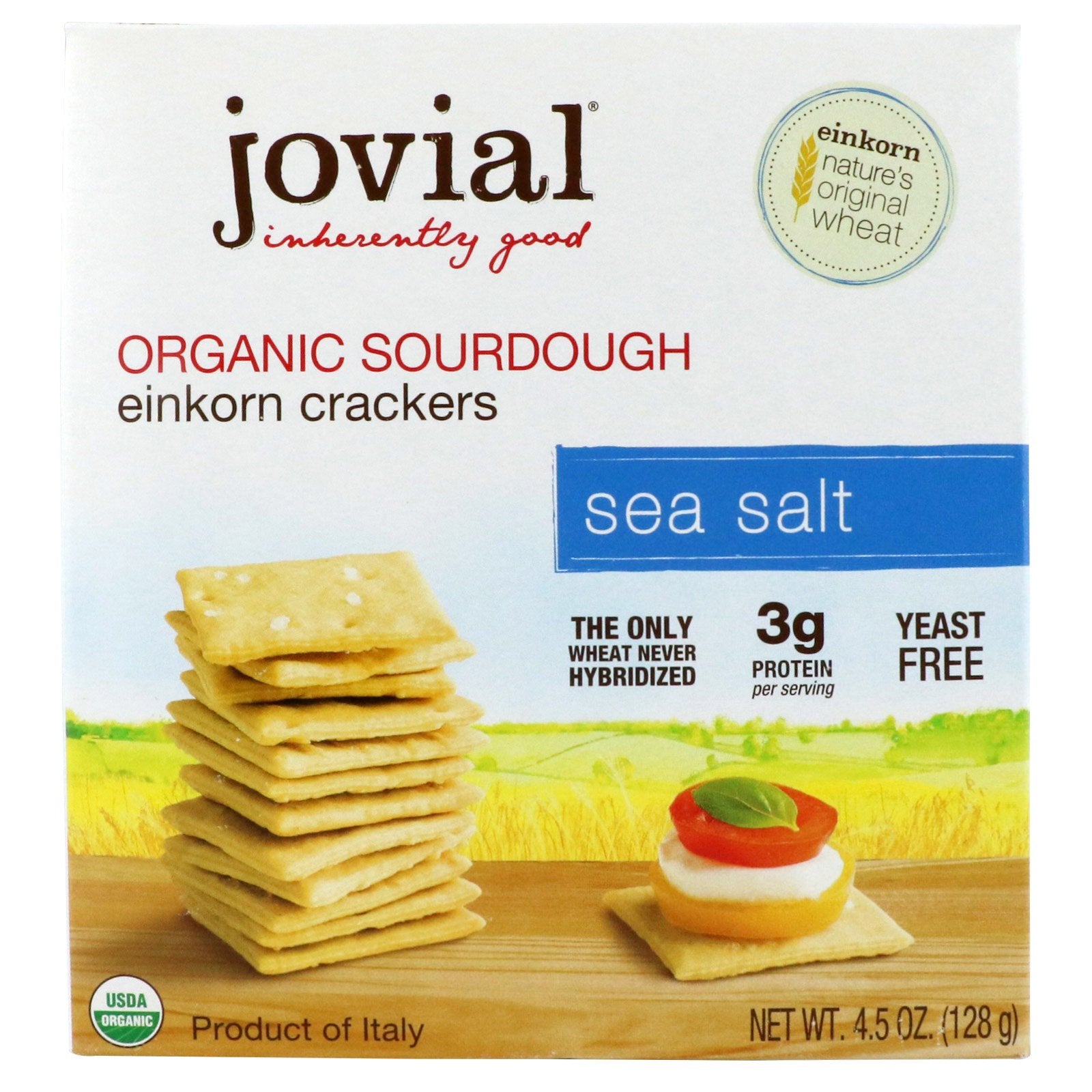 Jovial, Organic Sourdough Einkorn Crackers, Sea Salt, 4.5 oz (128 g)