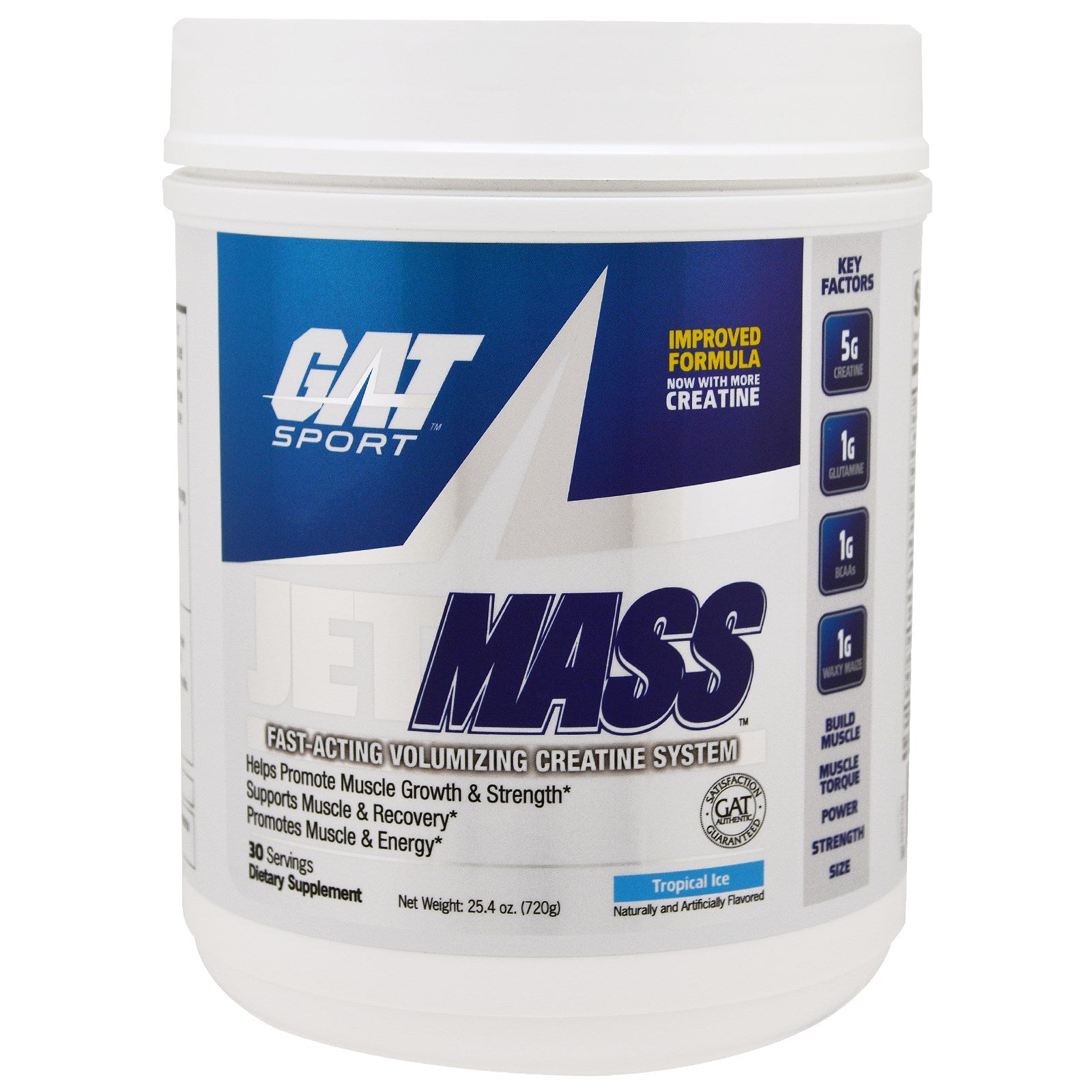 GAT, JetMASS, Fast-Acting Volumizing Creatine System, Tropical Ice, 25.4 oz (720 g)