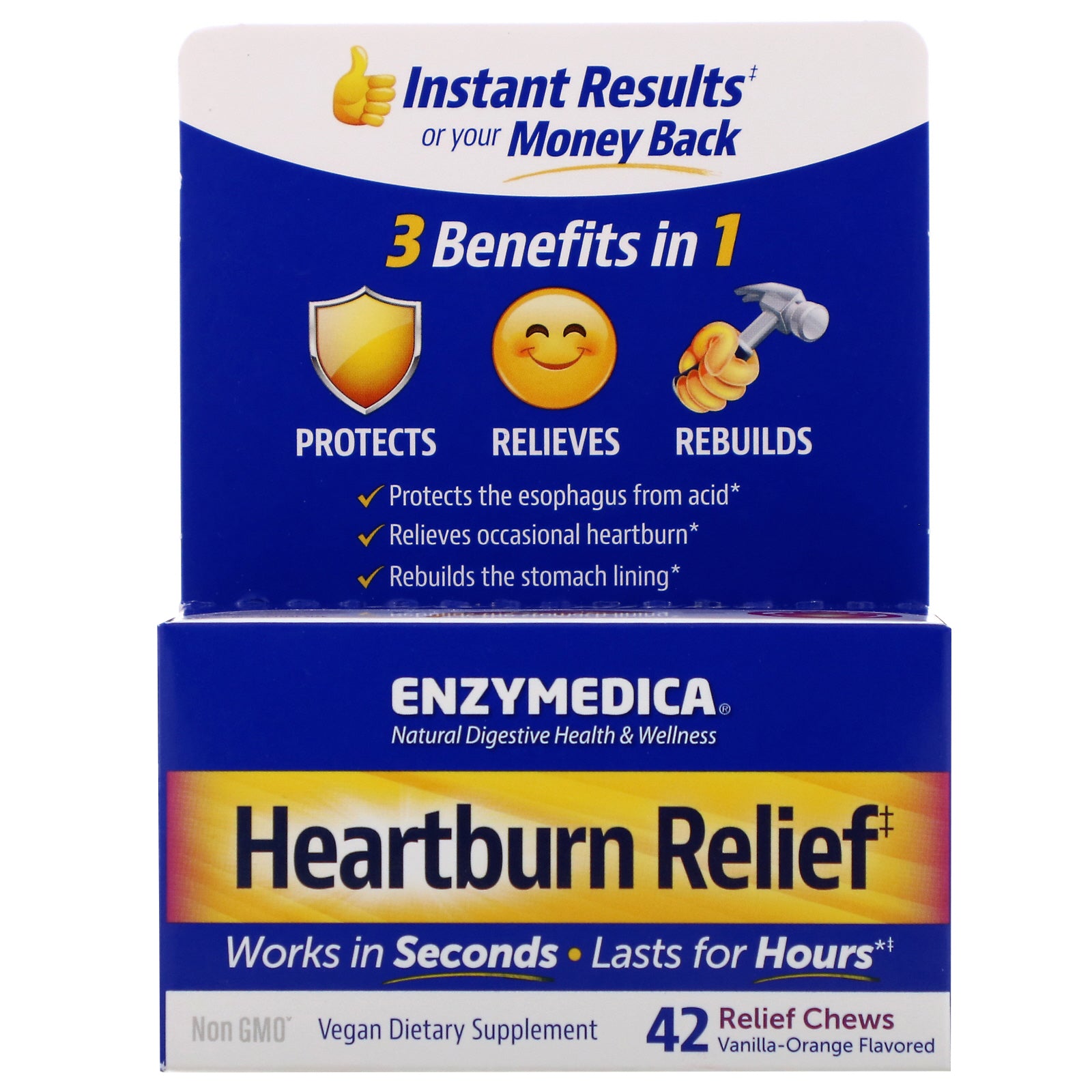 Enzymedica, Heartburn Relief, Vanilla-Orange Flavored, 42 Relief Chews