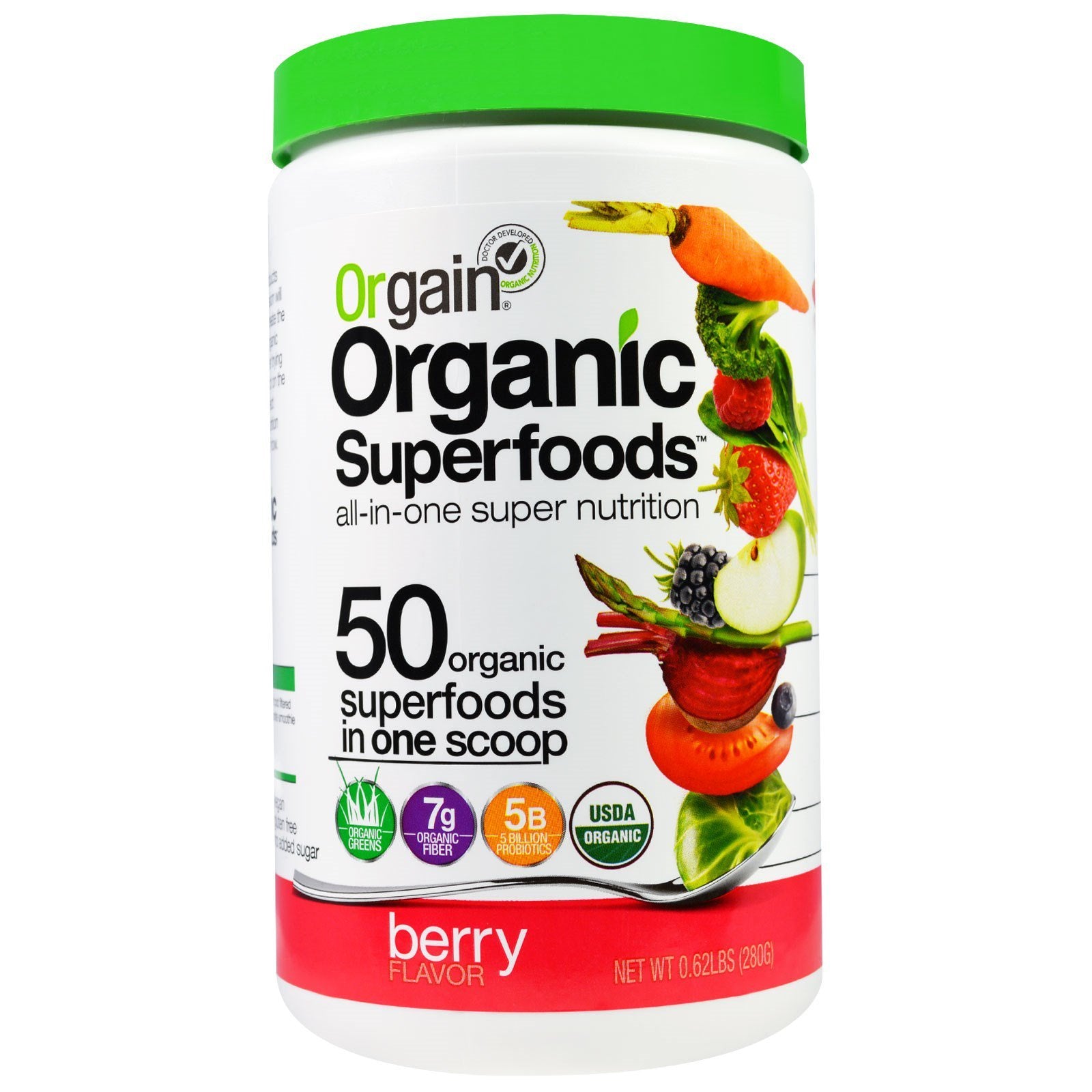 Orgain, Organic Superfoods, All-In-One Super Nutrition, Berry Flavor, 0.62 lbs (280 g)