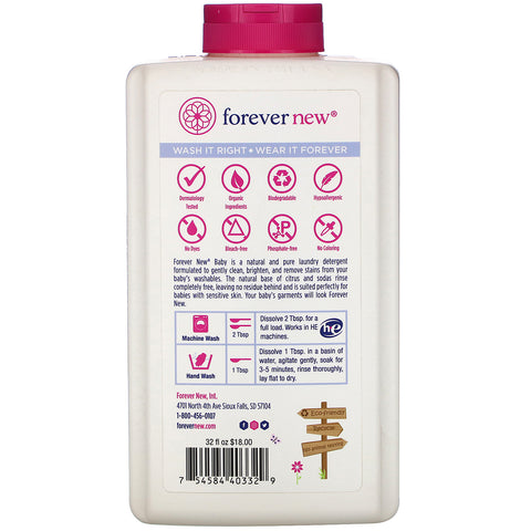 Forever New, Baby, Fabric Care Wash, Liquid, Clean Cotton, 32 oz (946 ml)