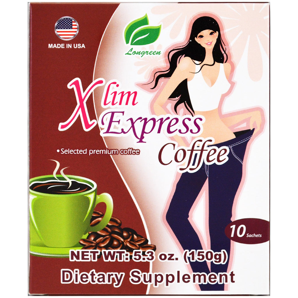 Longreen, Xlim Express Coffee, 10 Sachets, 5.3 oz (150 g)