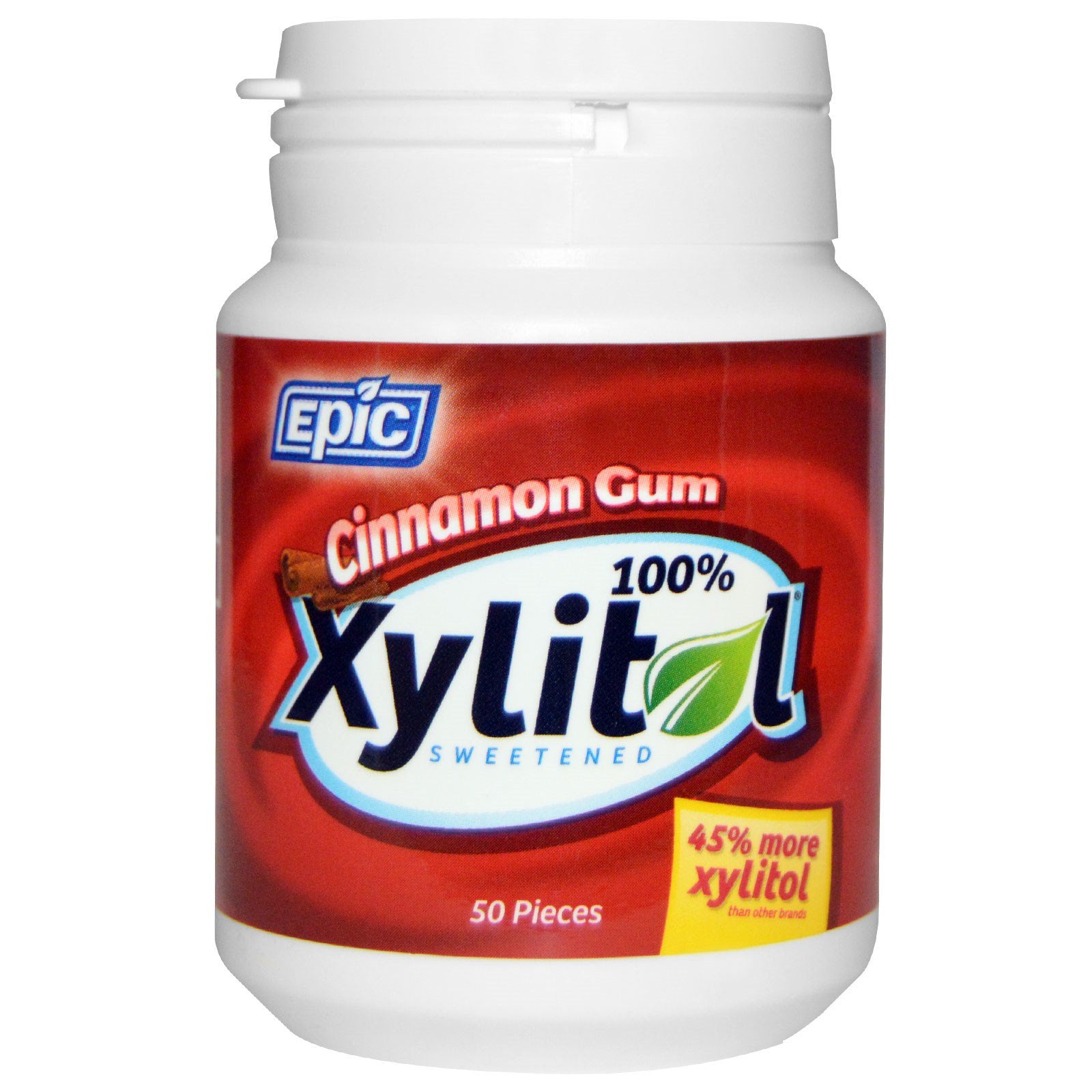 Epic Dental, 100% Xylitol Sweetened, Cinnamon Gum, 50 Pieces