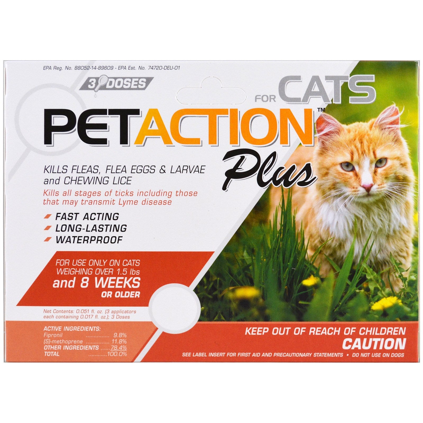 PetAction Plus, For Cats, 3 Doses - 0.017 fl oz Each