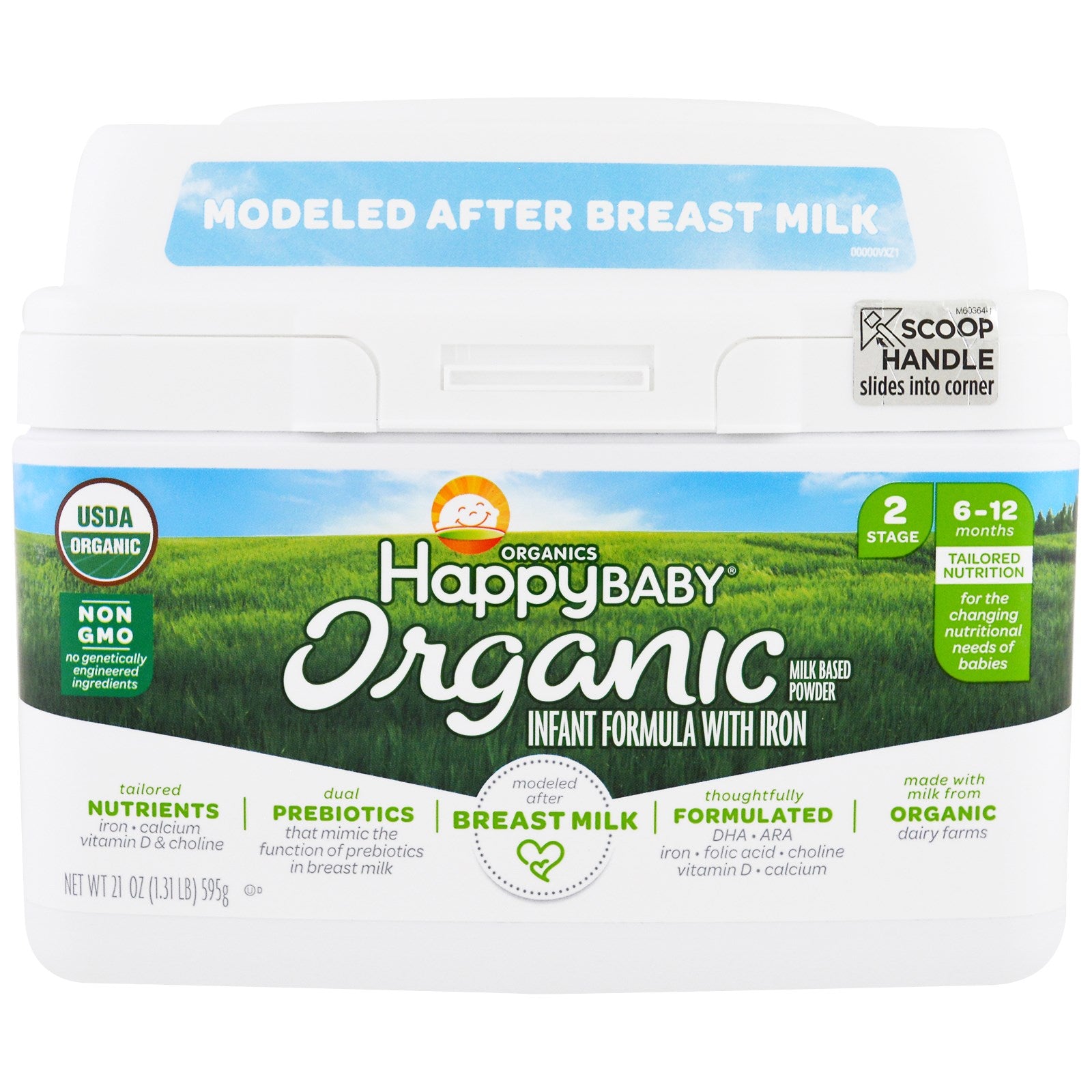 Happy Family Organics, Organics Happy Baby, Infant Formula With Iron, Stage 2, 6-12 Months, 21 oz (595 g)