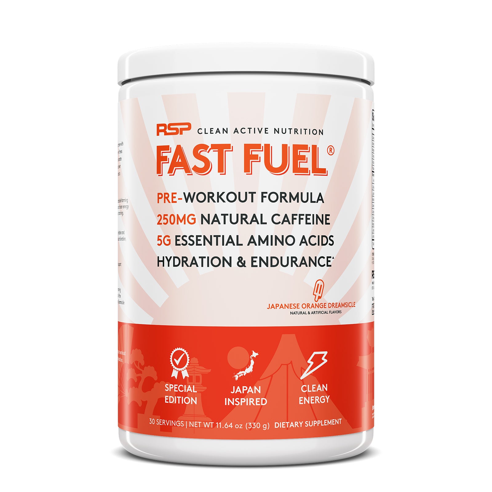 RSP Nutrition, Fast Fuel, Pre-Workout Formula, Hydration & Endurance, Japanese Orange Dreamsicle, 11.64 oz (330 g)