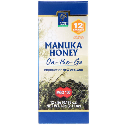 Manuka Health, Manuka Honey On-The-Go, MGO 100+, 12 Packets, 0.176 oz (5 g) Each