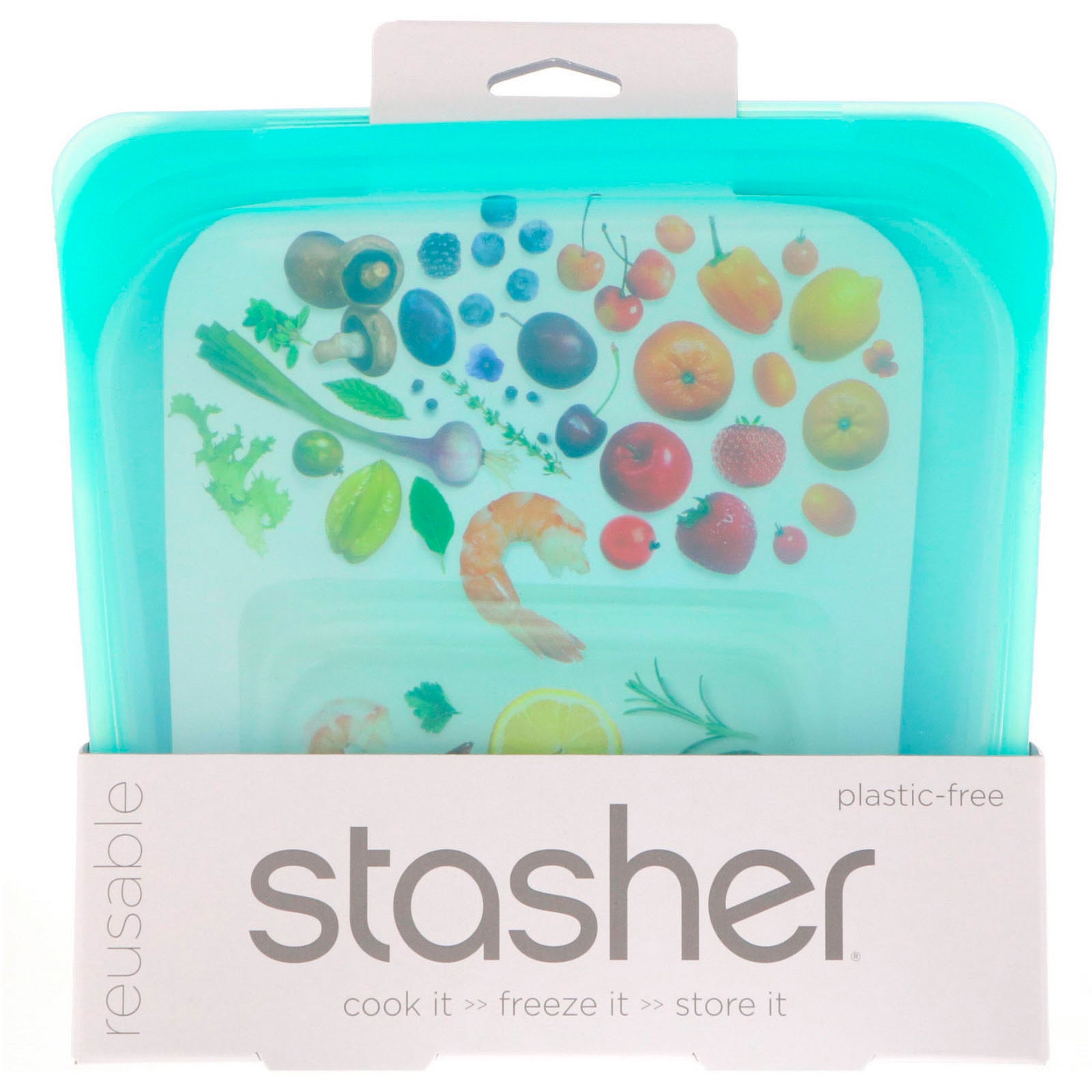 Stasher, Reusable Silicone Food Bag, Sandwich Size Medium, Aqua, 15 fl oz (450 ml)