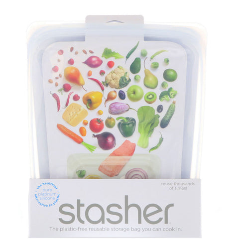 Stasher, Reusable Silicone Food Bag, Half Gallon Bag, Clear, 64.2 fl oz (1.92 l)