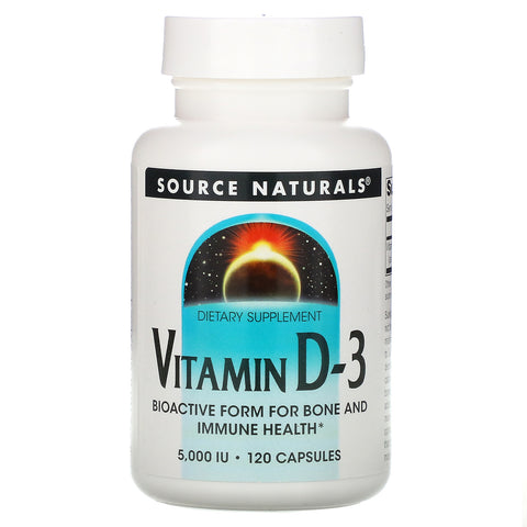 Source Naturals, Vitamin D-3, 5,000 IU, 120 Capsules