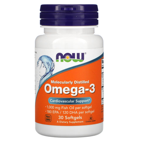 Now Foods, Omega-3, Molecularly Distilled, 30 Softgels