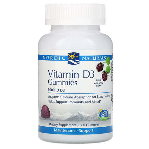 Nordic Naturals, Vitamin D3, Wild Berry, 1,000 IU, 60 Gummies