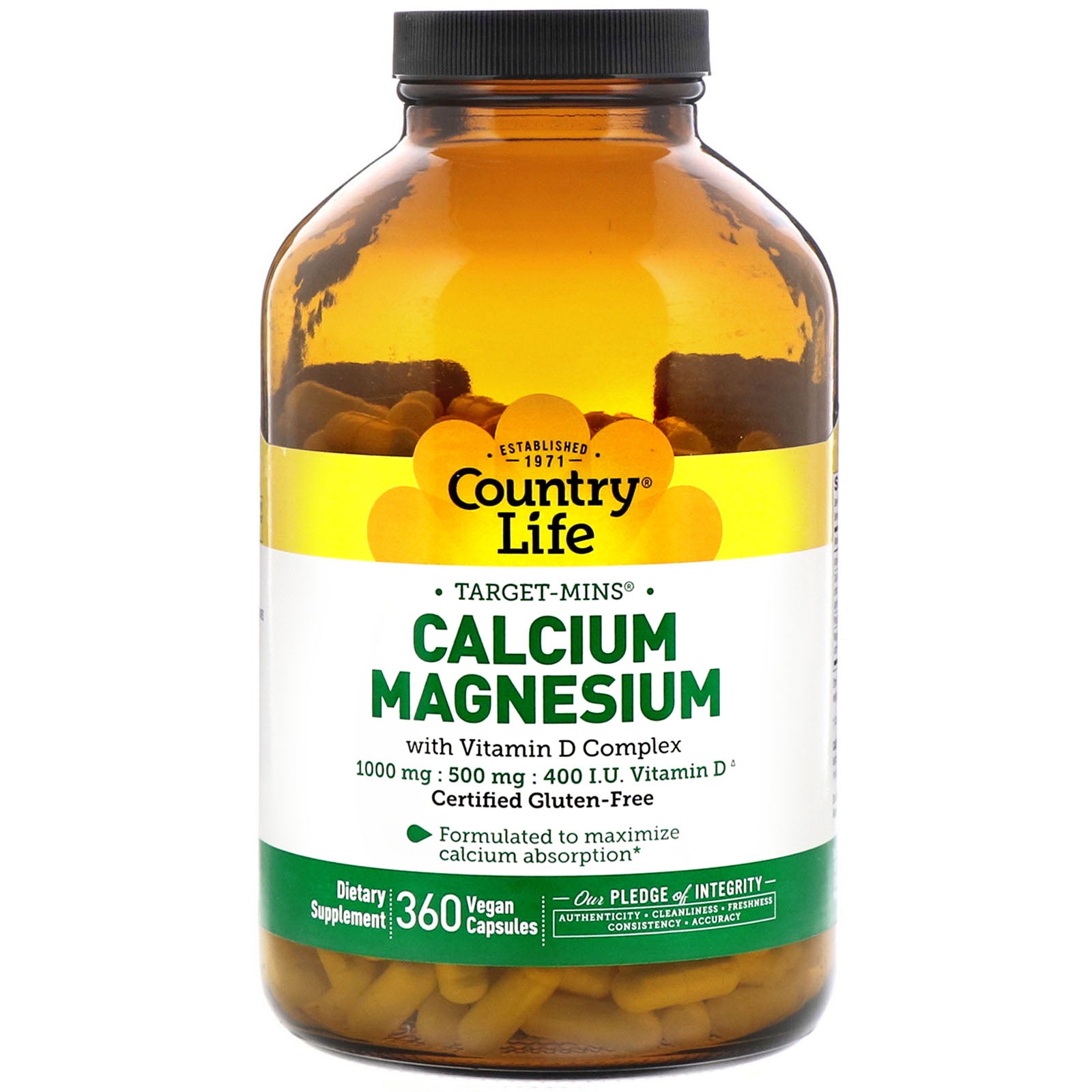 Country Life, Target-Mins Calcium Magnesium with Vitamin D Complex, 360 Vegan Capsules