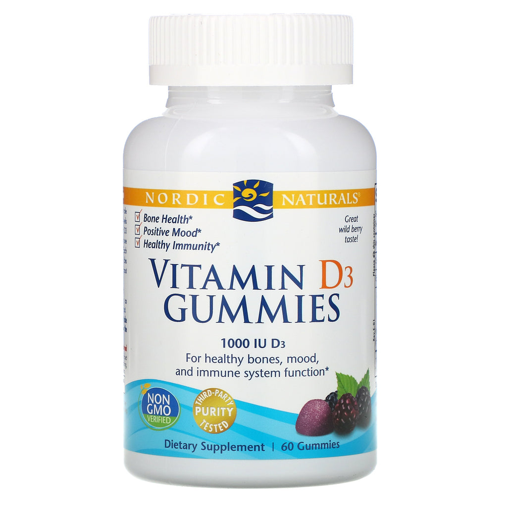 Nordic Naturals, Vitamin D3 Gummies, Wild Berry, 1,000 IU, 60 Gummies