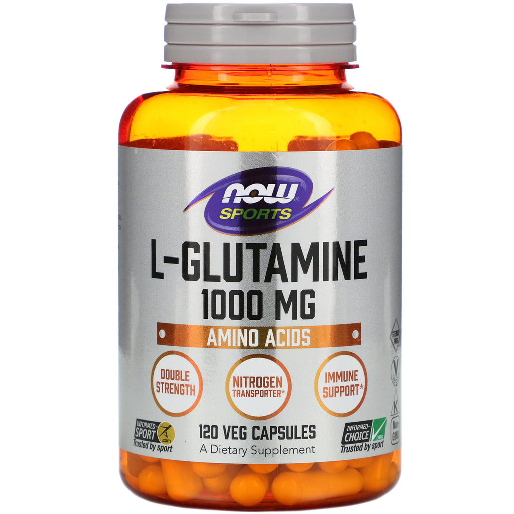 Now Foods, L-Glutamine, Double Strength, 1,000 mg, 120 Veg Capsules