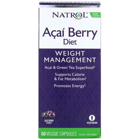 Natrol, Acai Berry Diet, Acai & Green Tea Superfoods, 60 Veggie Capsules