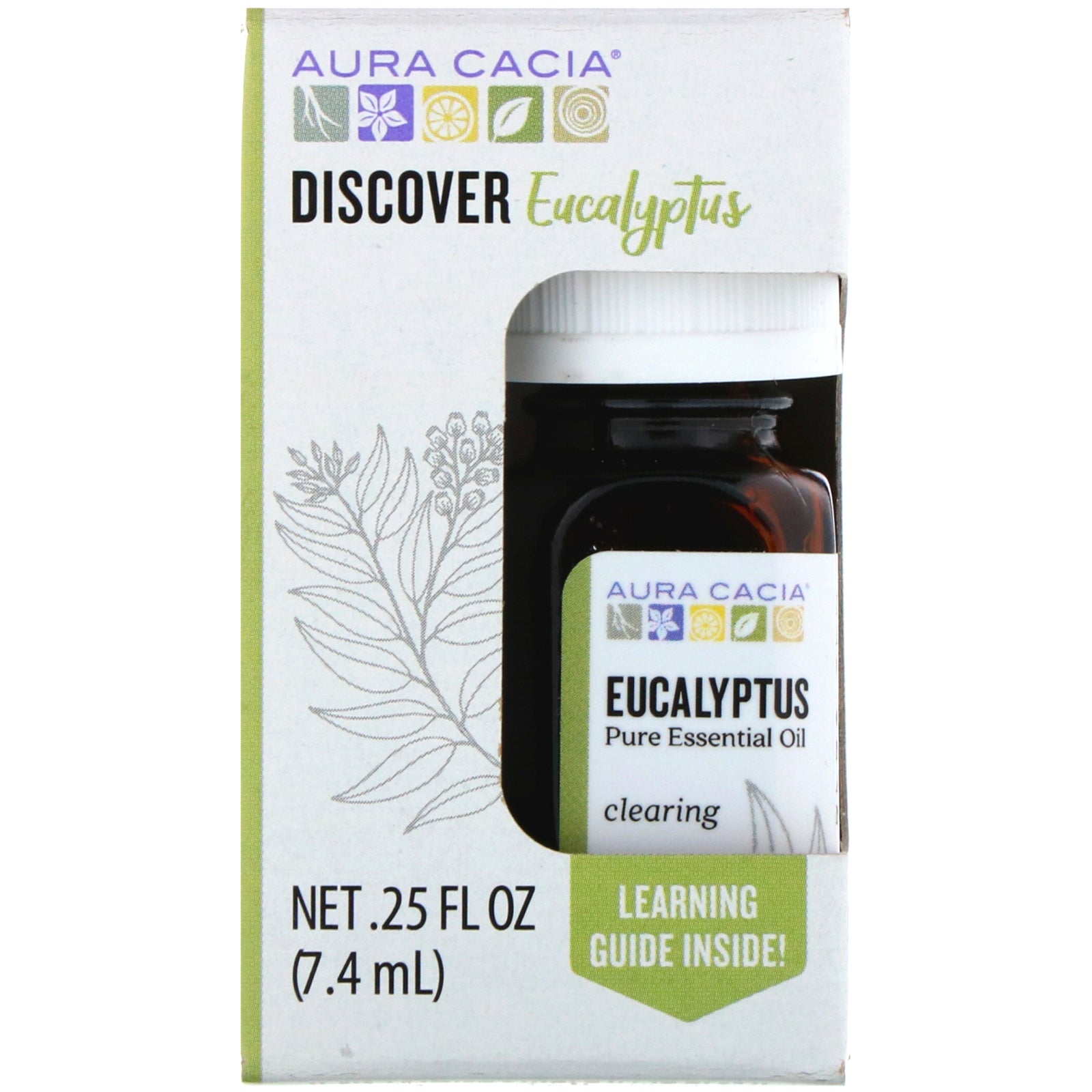 Aura Cacia, Discover Eucalyptus, Pure Essential Oil, .25 fl oz (7.4 ml)