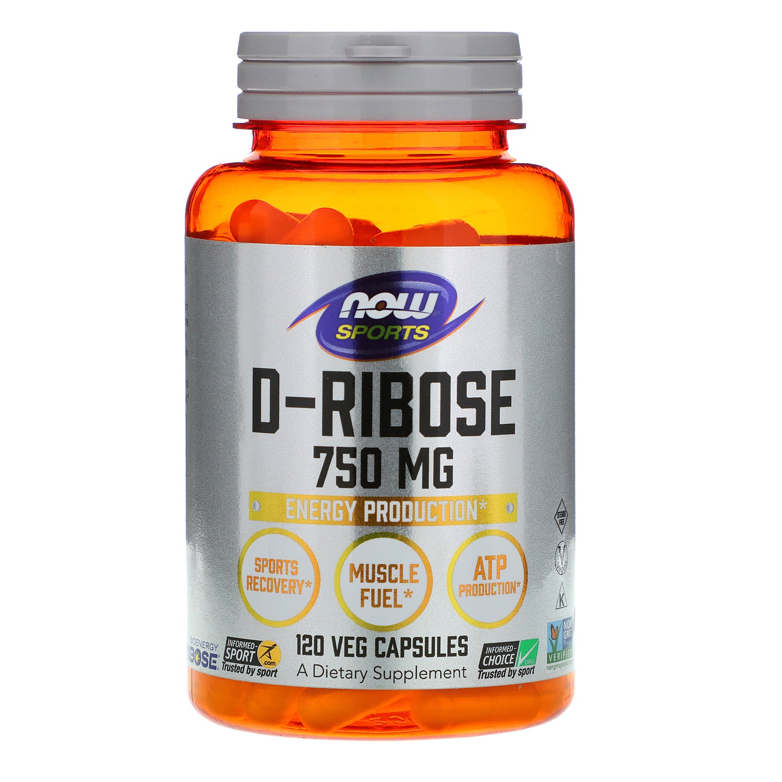 Now Foods, Sports, D-Ribose, 750 mg, 120 Veg Capsules